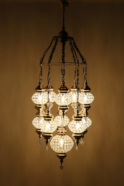 Elegant Gold Design Crystal Stony Chandeliers with 11 Lights